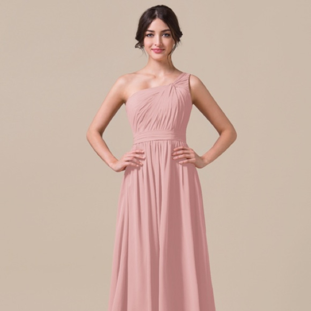 Blush A-Line One-Shoulder Floor-length Chiffon Dress Size 10/US 12/UK 40/EU